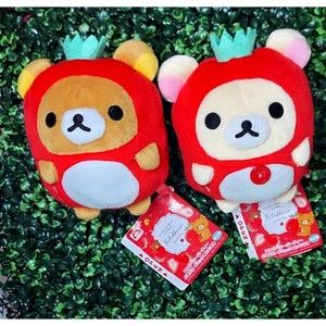 Rilakkumma + Korilakkuma Strawberry Jumping Plush Set